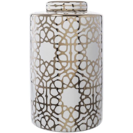 CIRA jar with lid h33cm white/gold