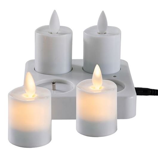 Picture of MOOD flameless votive with charger set of 4 white