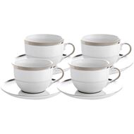 LUSTRE tea cup and saucer set of 4 cream