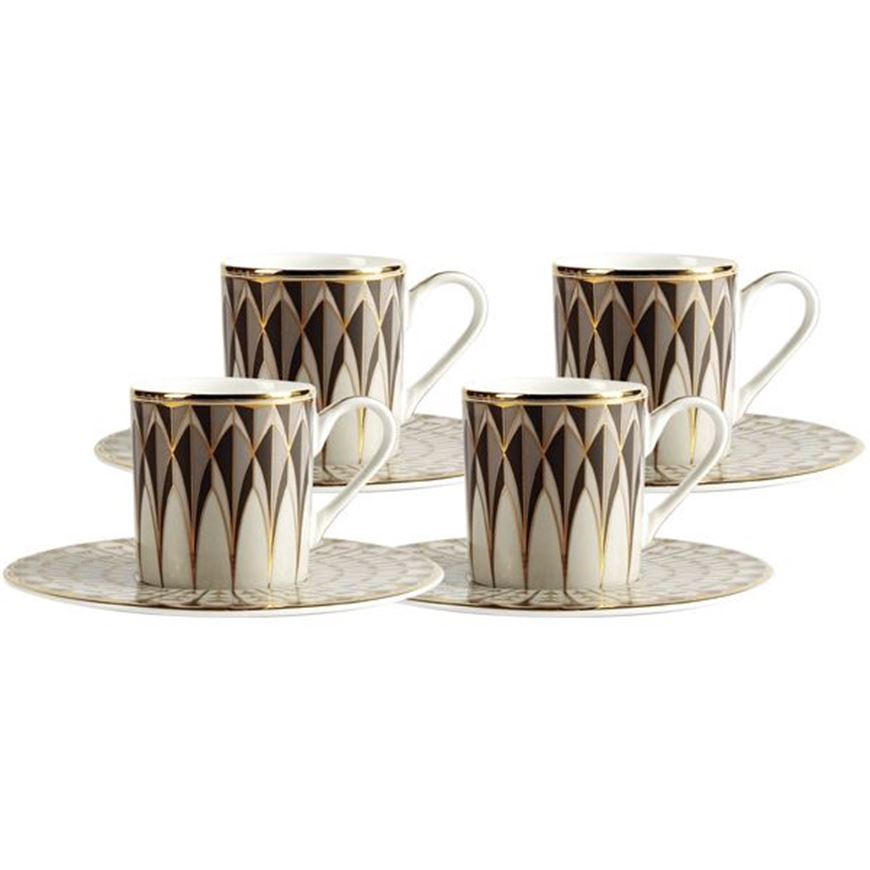 Picture of OBERON espresso cup and saucer set of 4 grey/gold