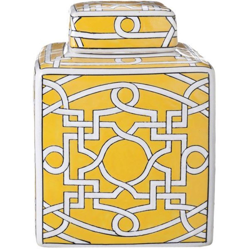 NORI jar with lid h21cm yellow/white