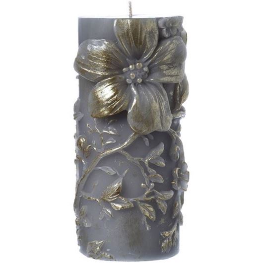 FLORET pillar candle 8x15 grey