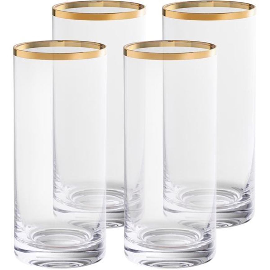 GULD hiball h15cm set of 4 clear/gold