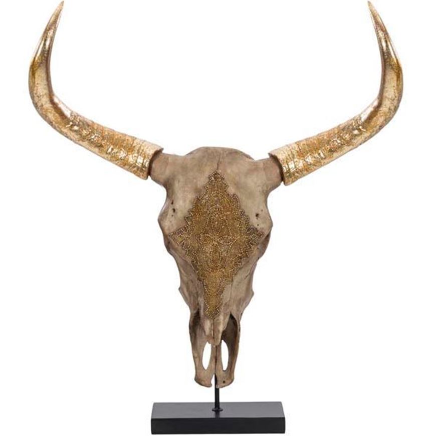 BULL skull decoration h82cm gold
