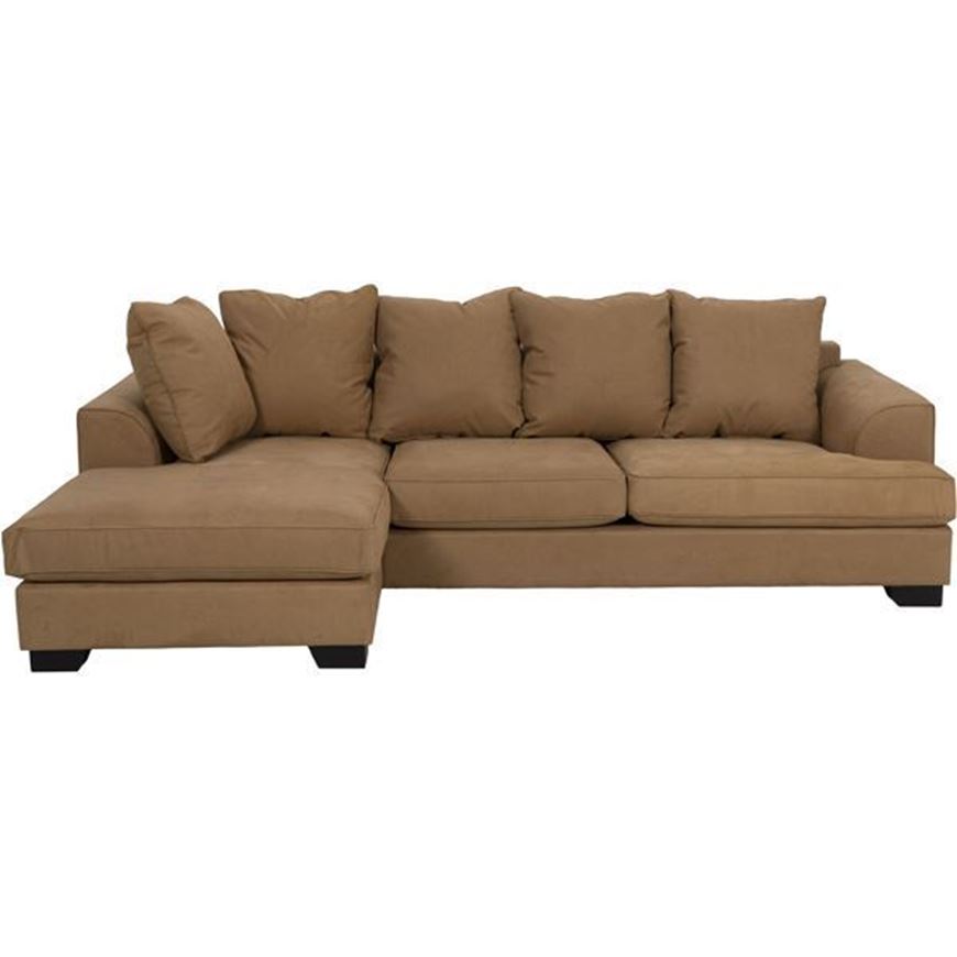 KINGSTON sofa 2.5 + chaise lounge Left microfibre light brown