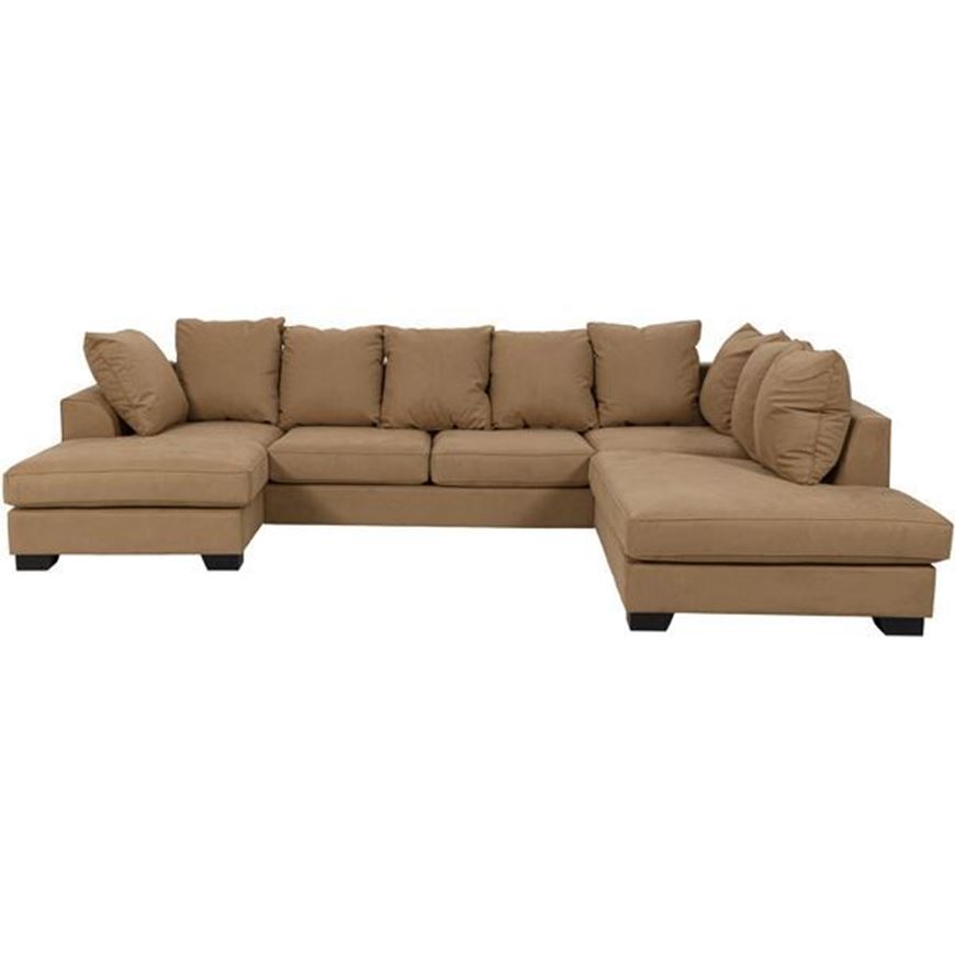 KINGSTON sofa U shape Right microfibre light brown