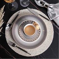 OBERON tea cup and saucer set of 4 grey/gold