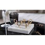 MARBLE tic tac toe game white/gold