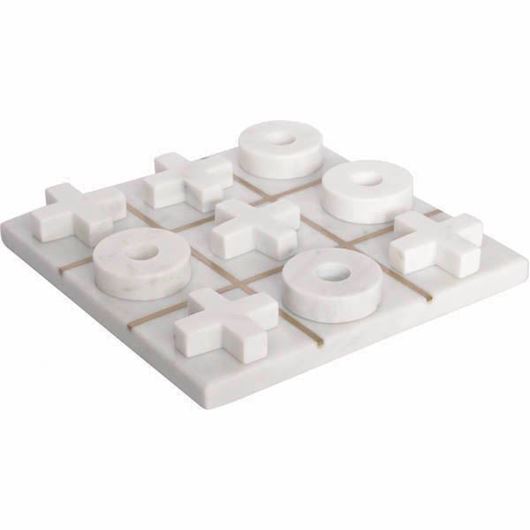 MARBLE tic tac toe game 20x20 white/gold