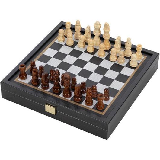 NERES chess backgammon set black/white - 27x27cm